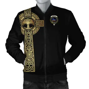 Bruce Clan Bomber Jacket with Golden Celtic Tree Of Life