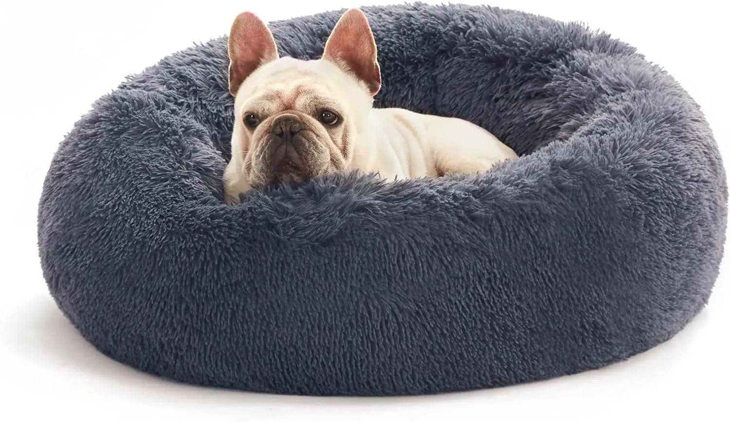 20In Cat Beds for Indoor Cats - Cat Bed with Machine Washable, Waterproof Bottom - Bluish Grey Fluffy Dog and Cat Calming Cushion Bed for Joint-Relief and Sleep Improvement