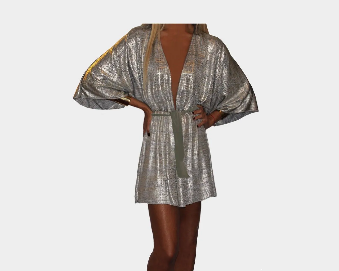 45 Golden Metallic Kimono Style Jumpsuit - The Milano Sprezzatura