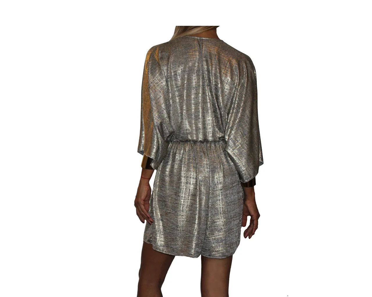 45 Golden Metallic Kimono Style Jumpsuit - The Milano Sprezzatura