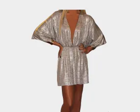 45 Golden Metallic Kimono Style Jumpsuit - The Milano Sprezzatura