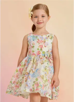 Abel & Lula Girls Floral Printed Linen Dress