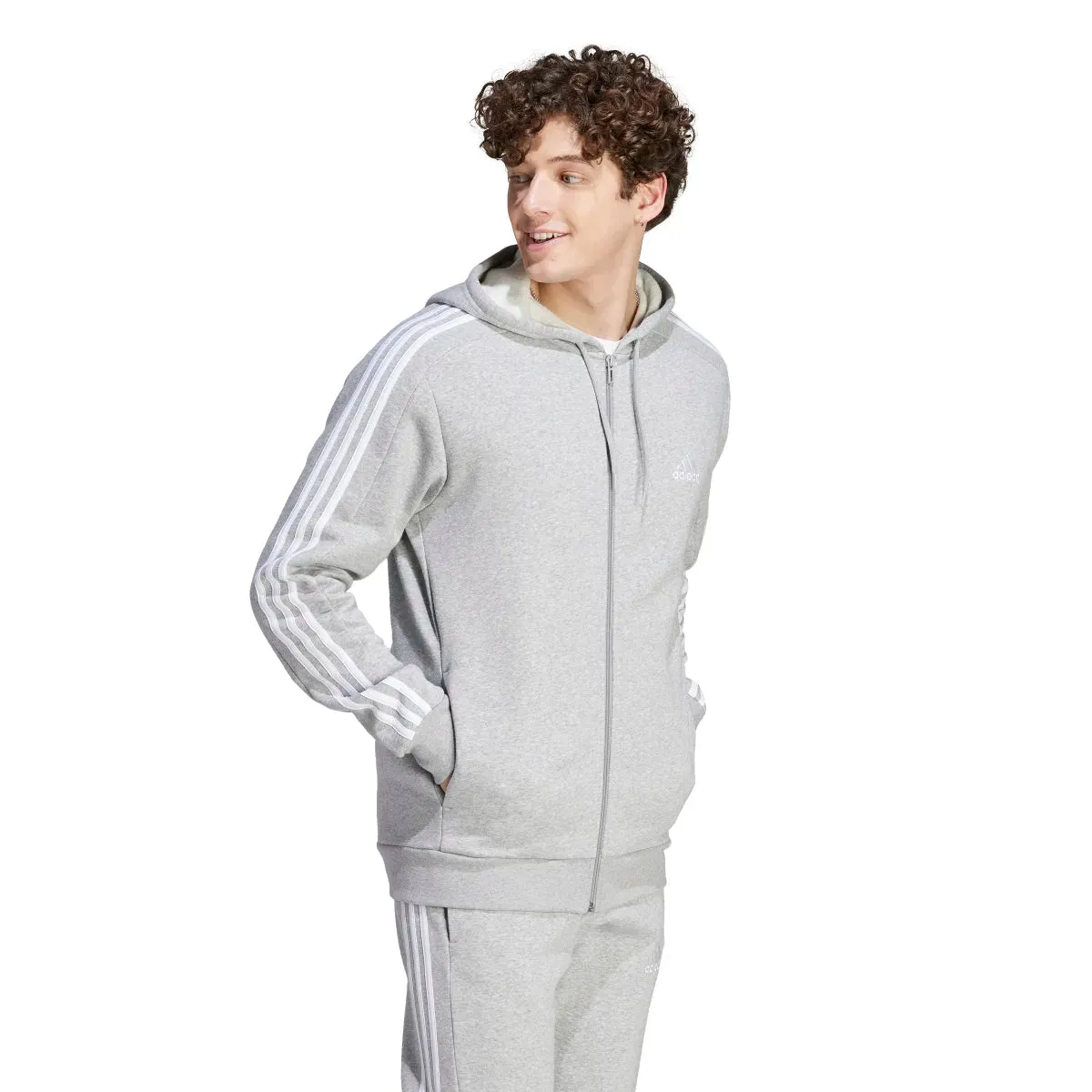 adidas Men's 3-Stripes Fleece Full-Zip Hoodie (Tall)