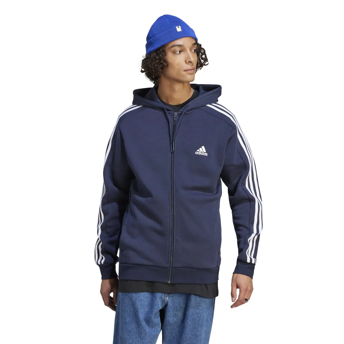 adidas Men's 3-Stripes Fleece Full-Zip Hoodie (Tall)