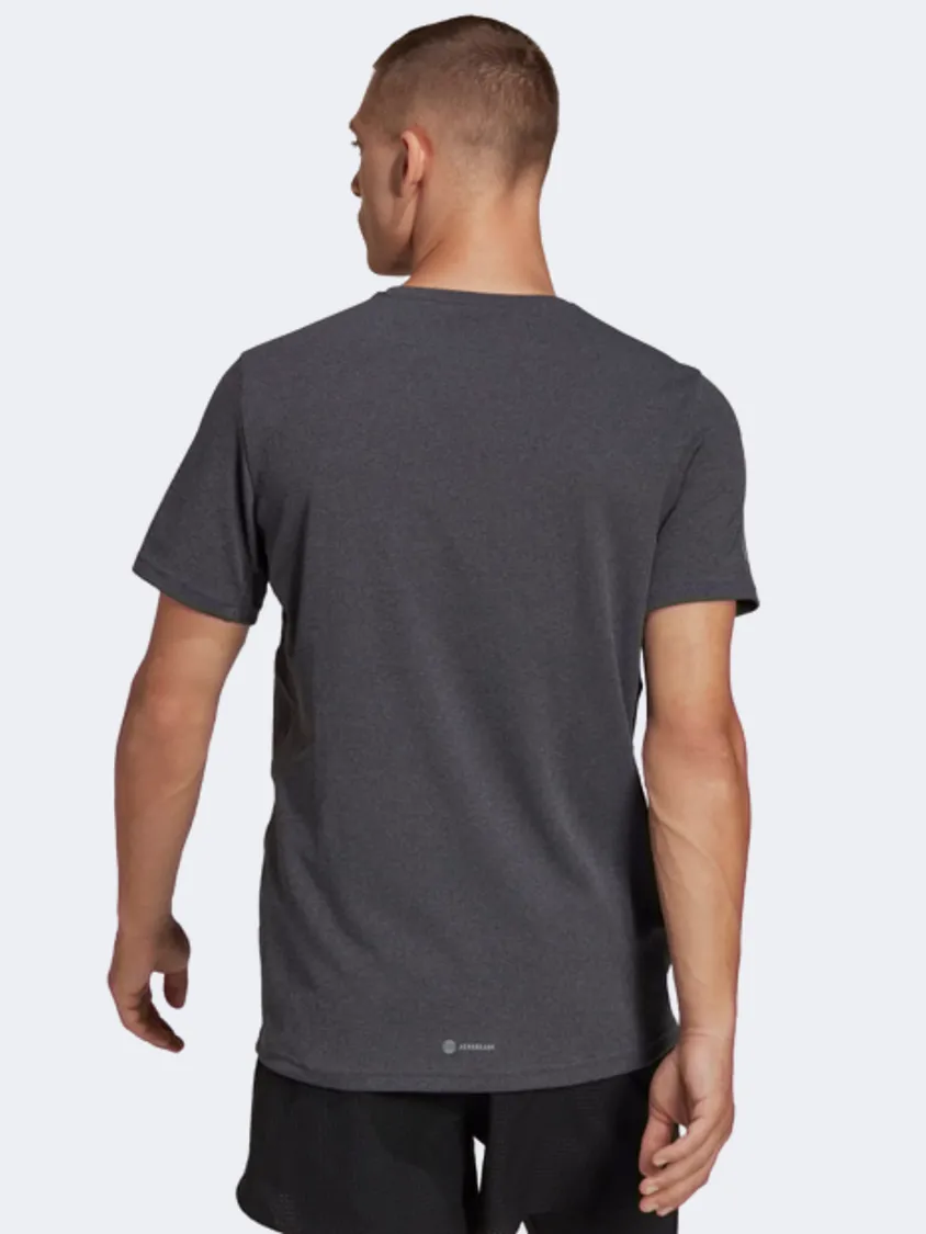 Adidas Own The Run Heather Men Running T-Shirt Black Melange