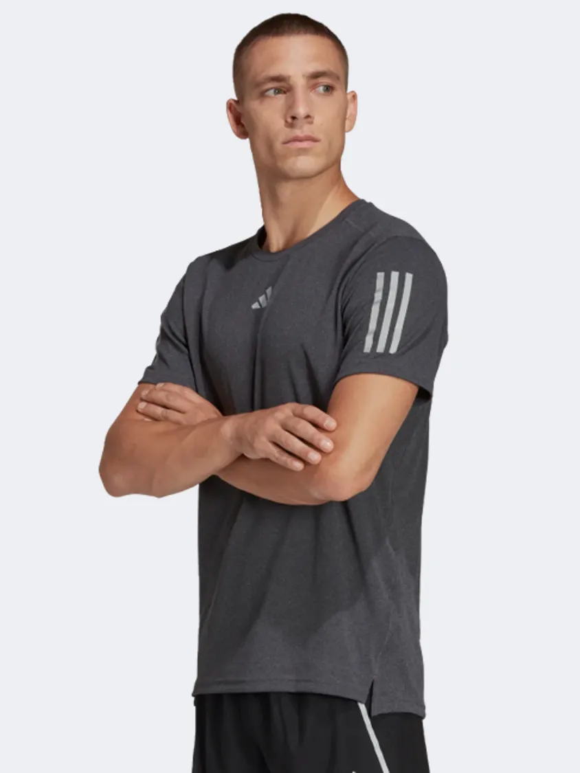 Adidas Own The Run Heather Men Running T-Shirt Black Melange