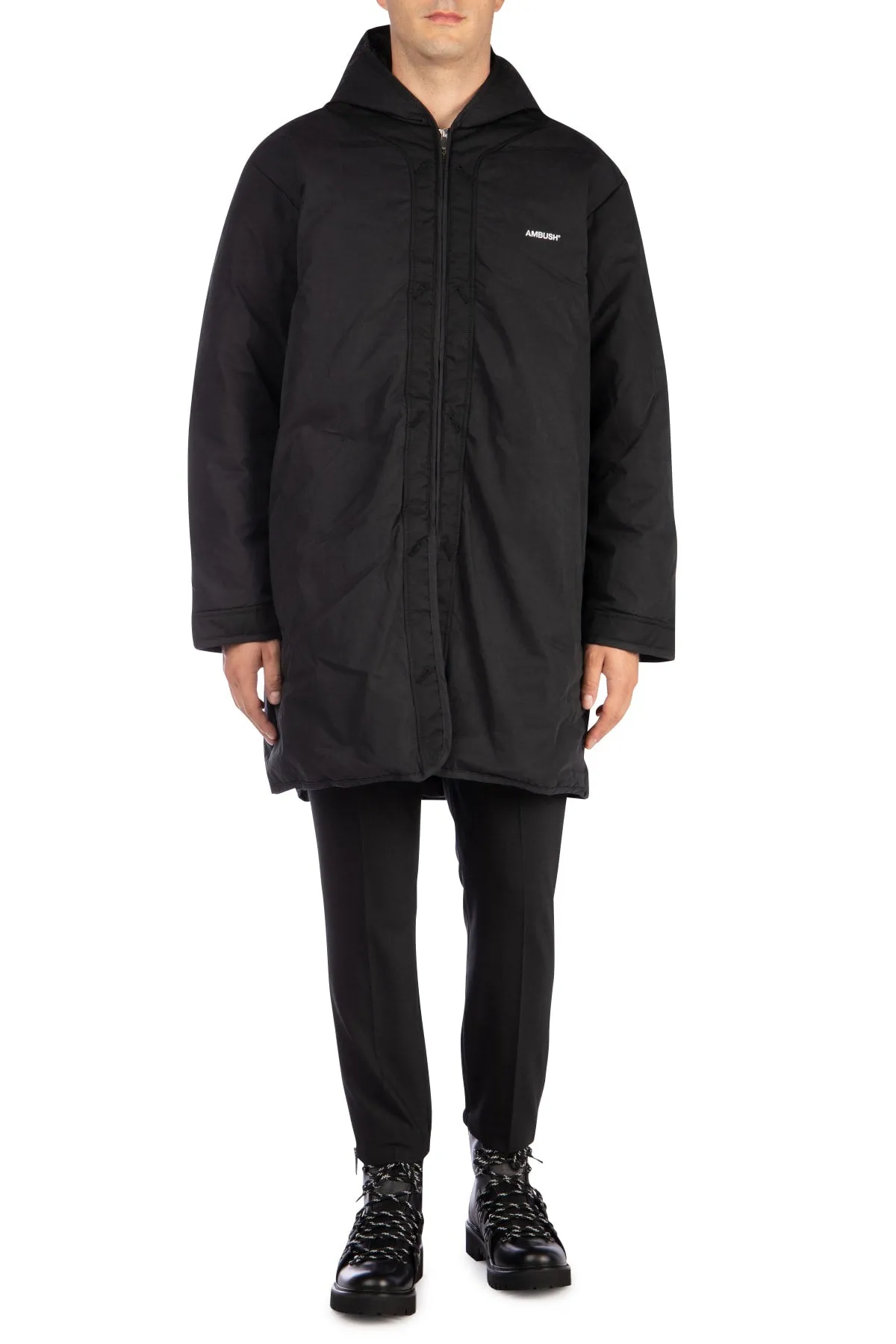 Ambush Hooded Logo Zip-Up Coat