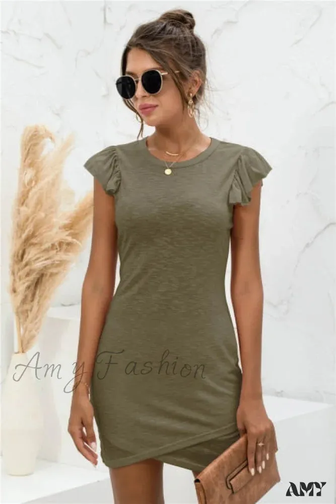 Amy Fashion - Hot Sale Ruffled Short-sleeved Cross Dress