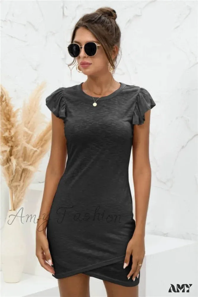 Amy Fashion - Hot Sale Ruffled Short-sleeved Cross Dress