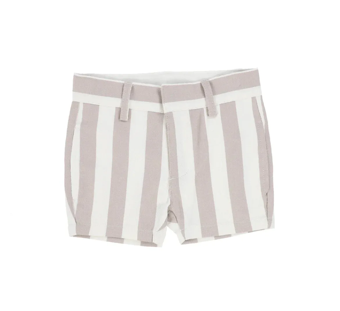 Analogie By Lil Legs Taupe Stripe Boys Dress Shorts