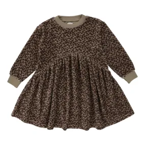 Analogie By Lil Legs Velour Dress Taupe Floral