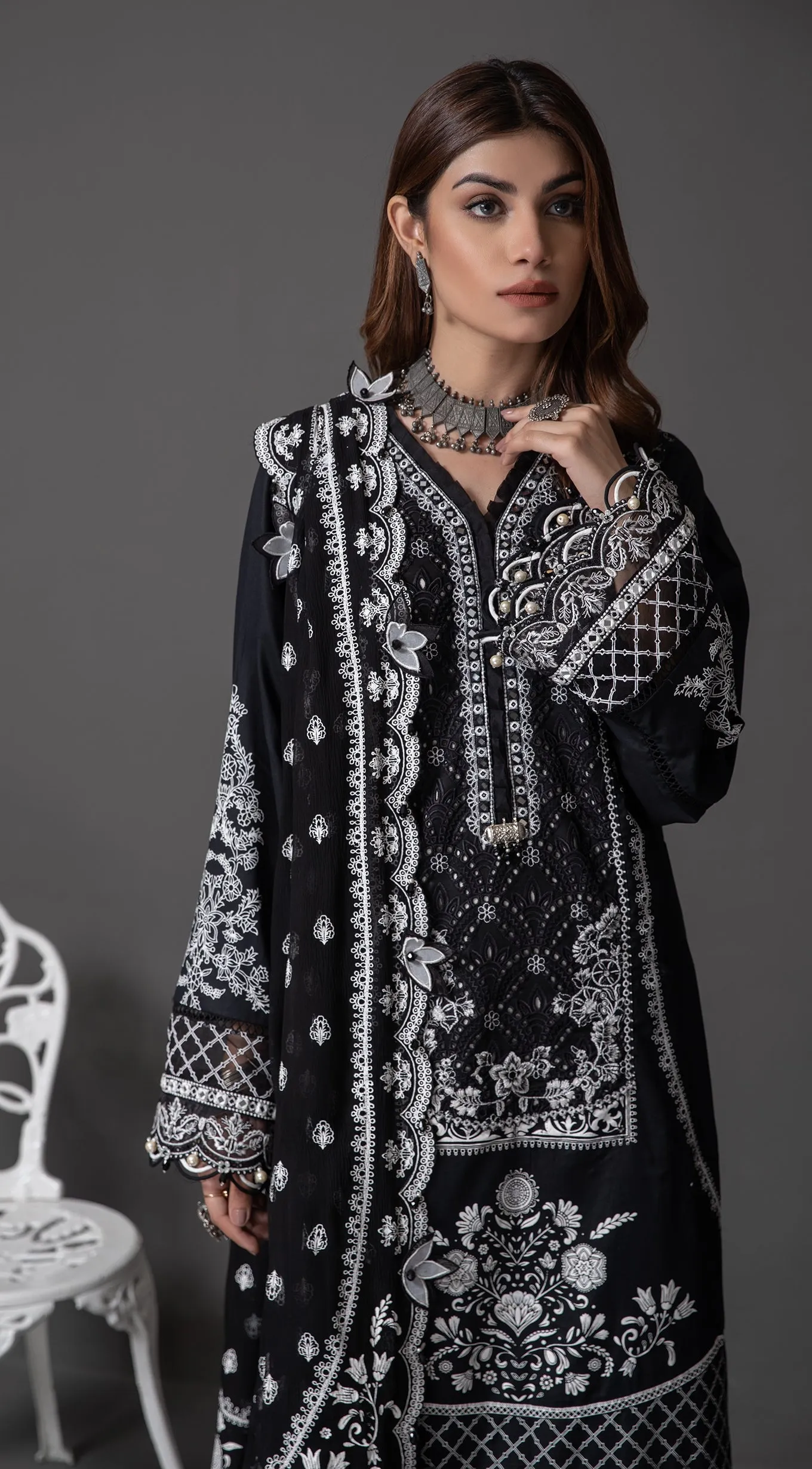 Anaya by Kiran Chaudhry Monochrome Mystique Lawn Collection 2022 – SAHIFA