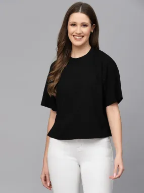 Anti Odour Boxy Fit Black T-shirt For Women