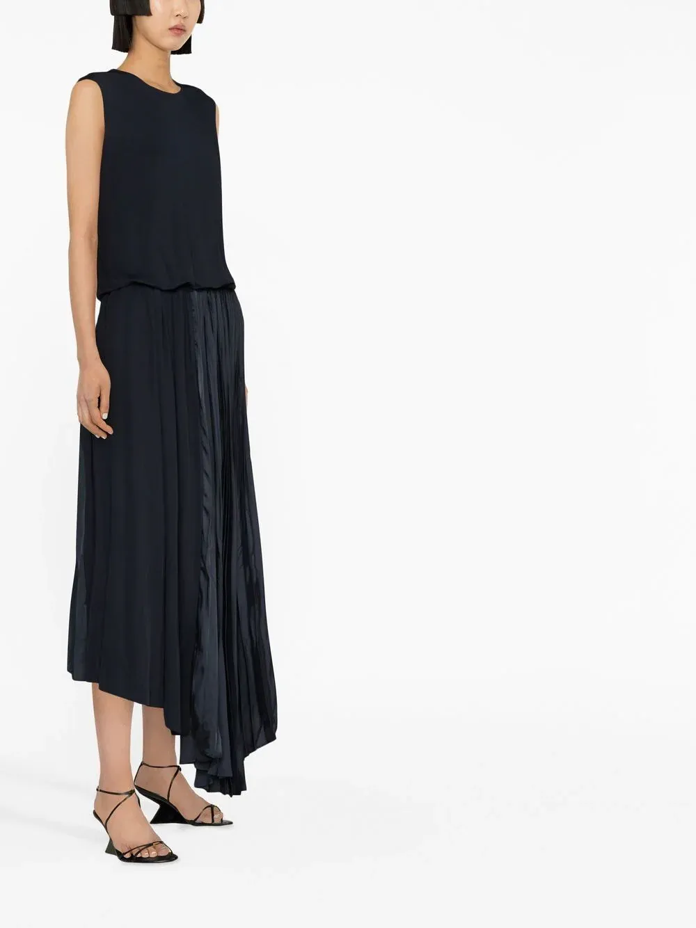 Asym Crepe Fluid Sleeveless Dress