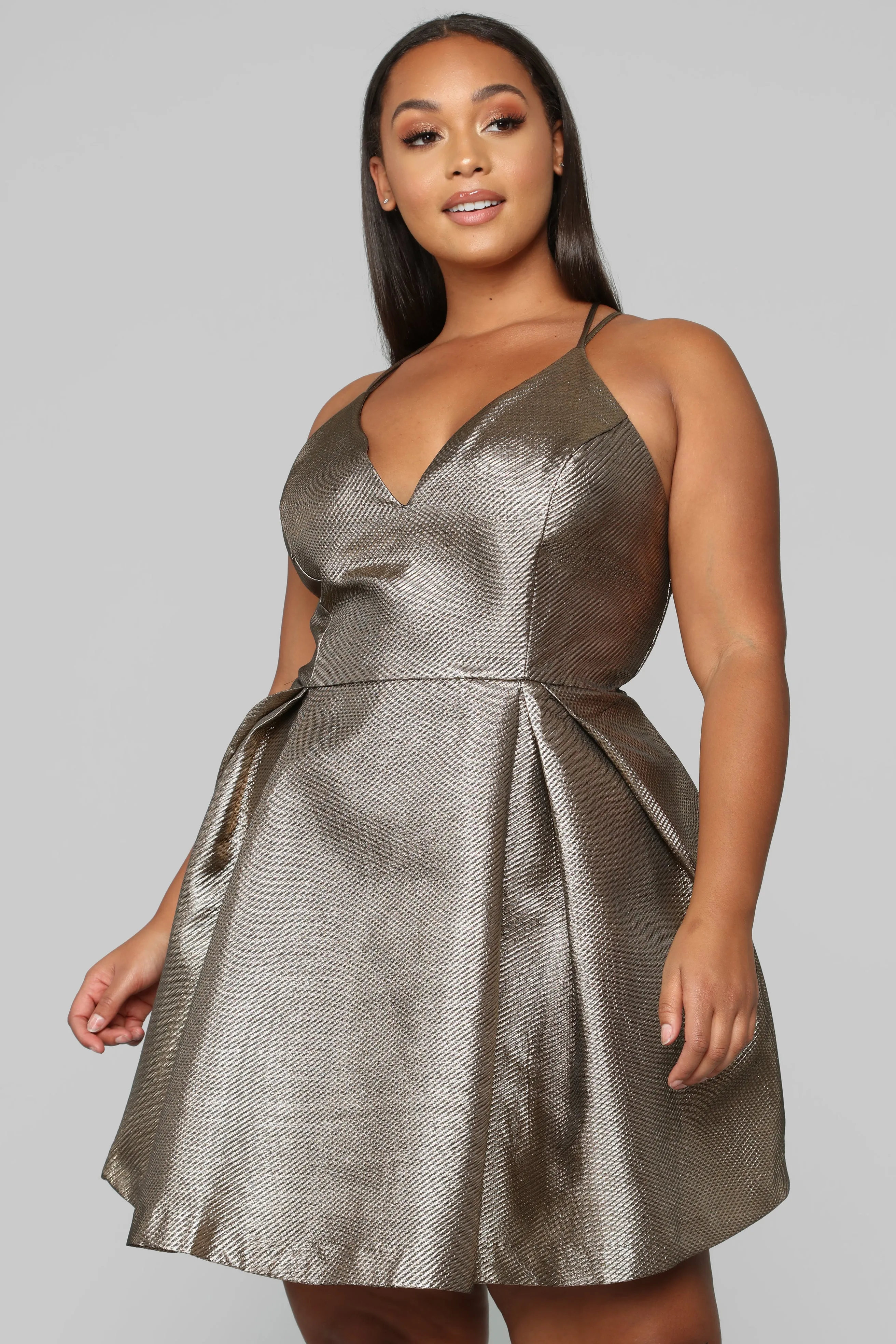 Avenue Metallic Dress - Gold