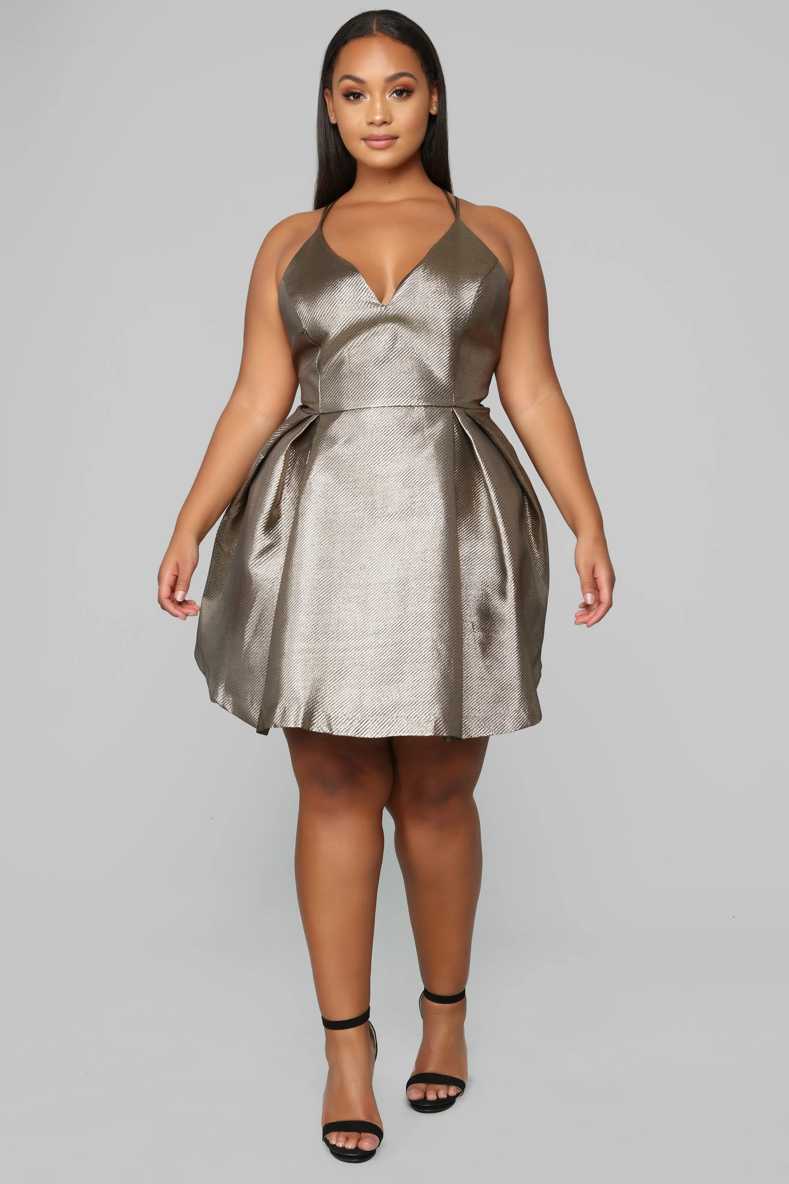 Avenue Metallic Dress - Gold