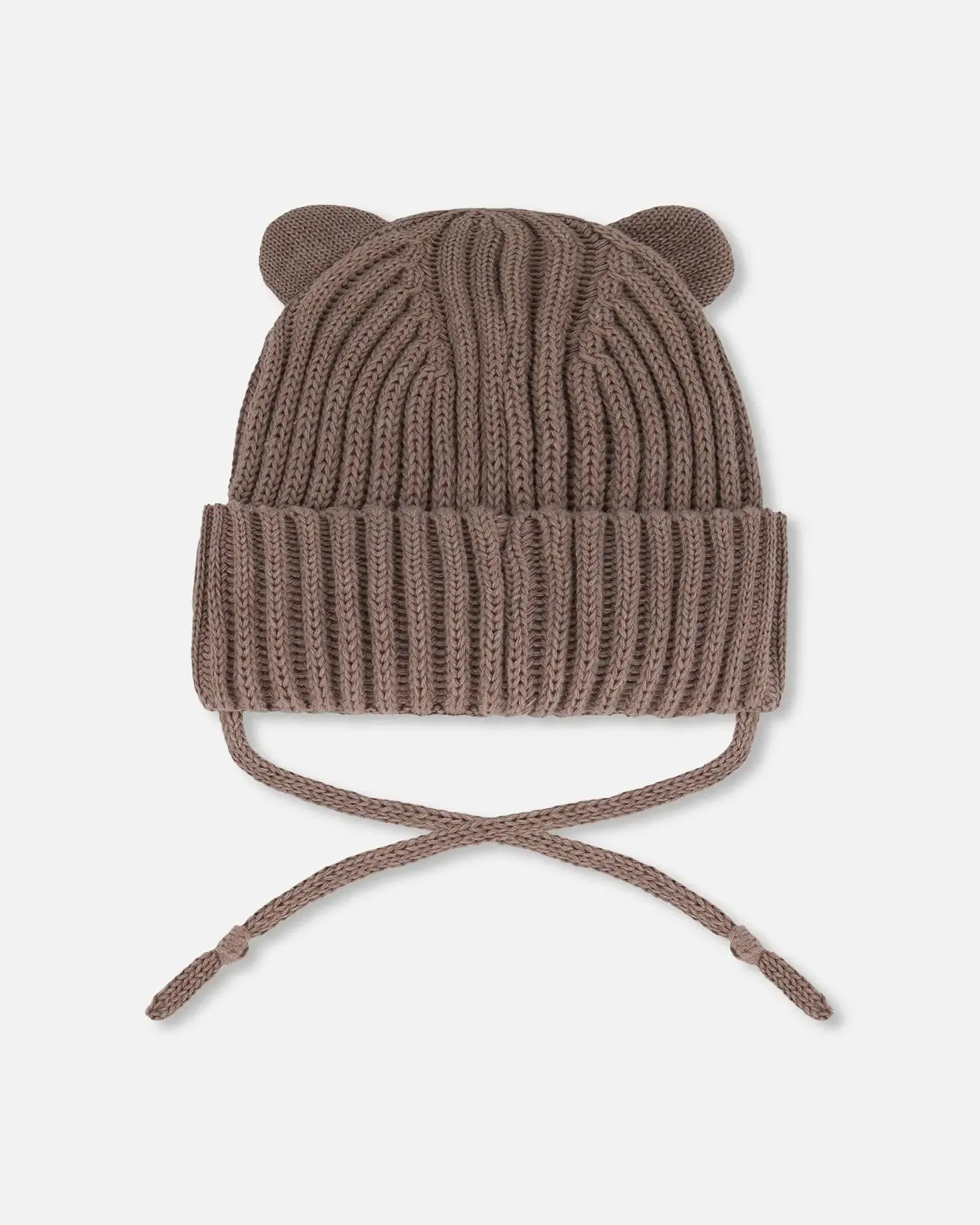 Baby Knit Hat With Strings Taupe