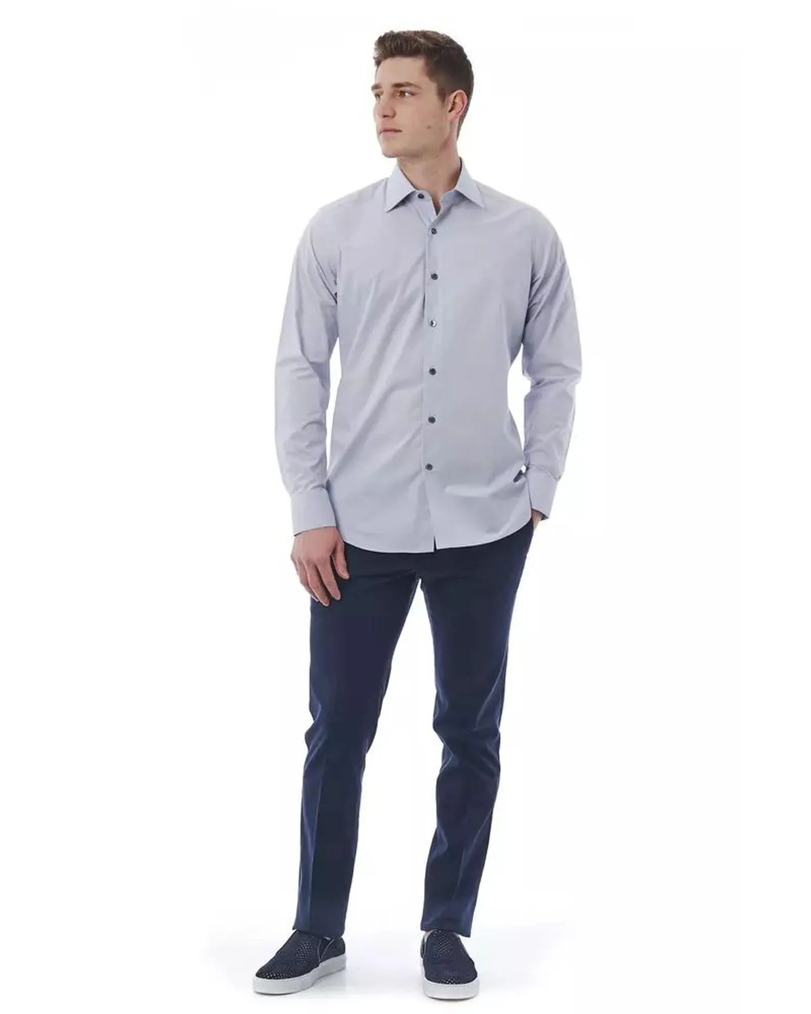 Bagutta Slim Fit Dress Shirt - Light Blue - XS