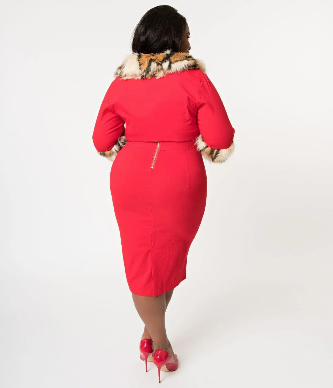 Barbie x Unique Vintage Plus Size Red Matinee Fashion Sheath Dress & Jacket