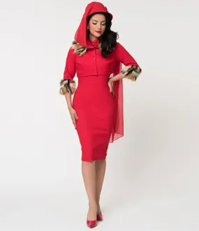 Barbie x Unique Vintage Red Matinee Fashion Sheath Dress & Jacket