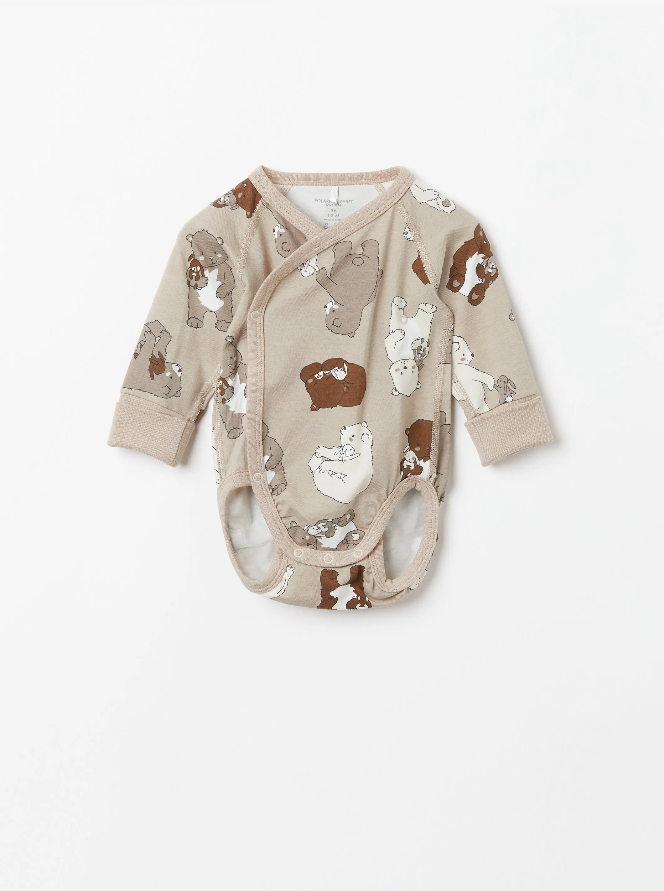 Bear Print Wraparound Baby Grow