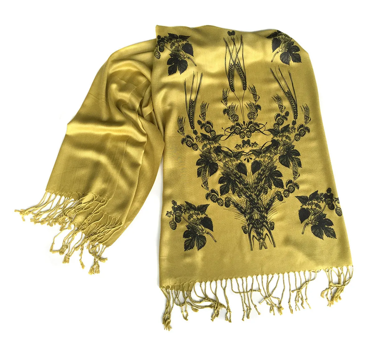 Beer! Hops & Wheat Print Pashmina Scarf