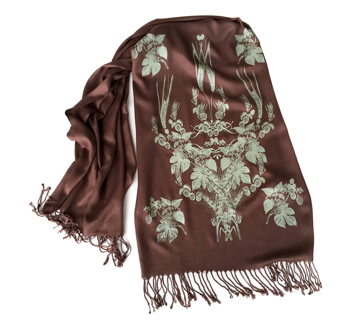 Beer! Hops & Wheat Print Pashmina Scarf