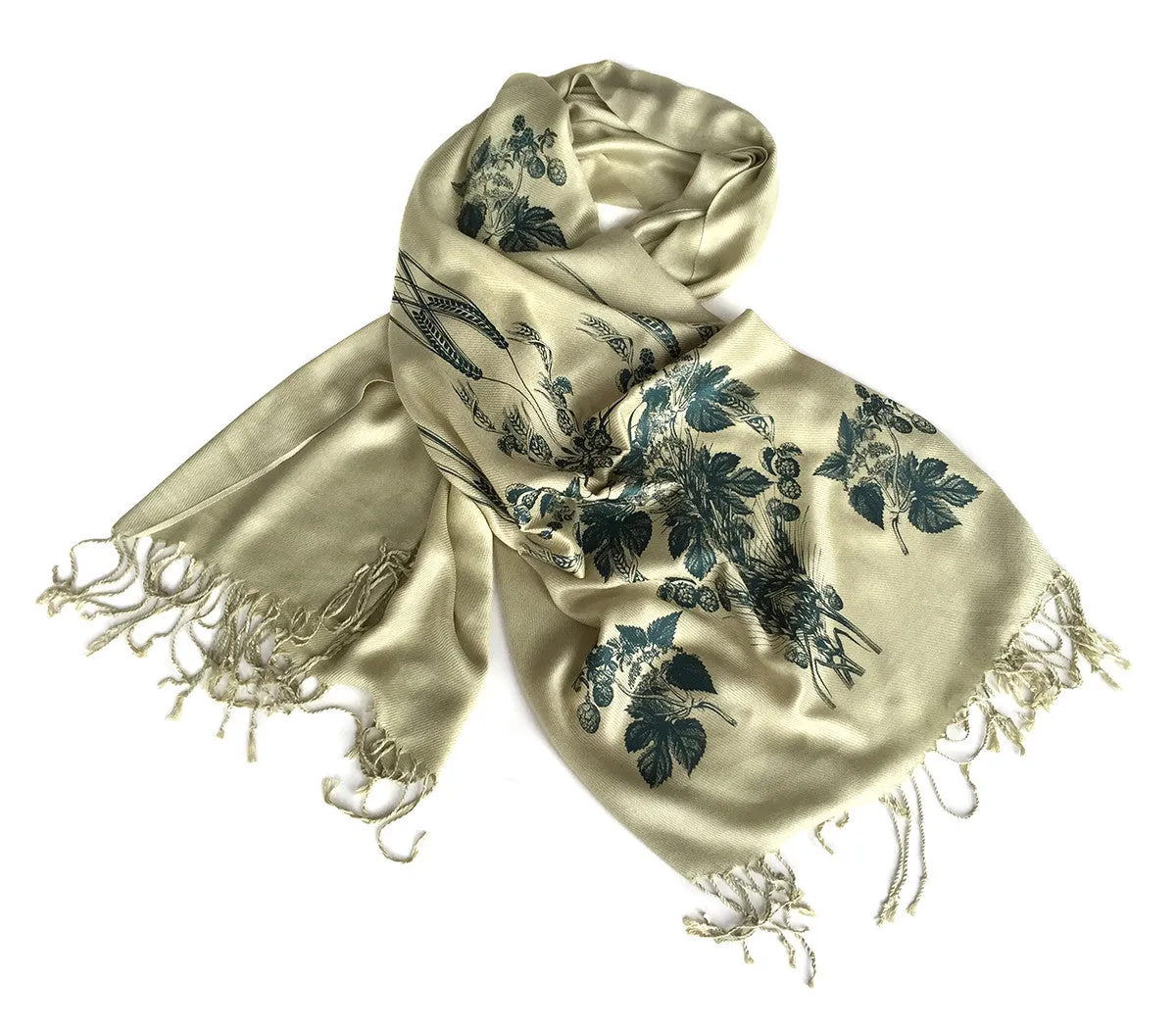 Beer! Hops & Wheat Print Pashmina Scarf