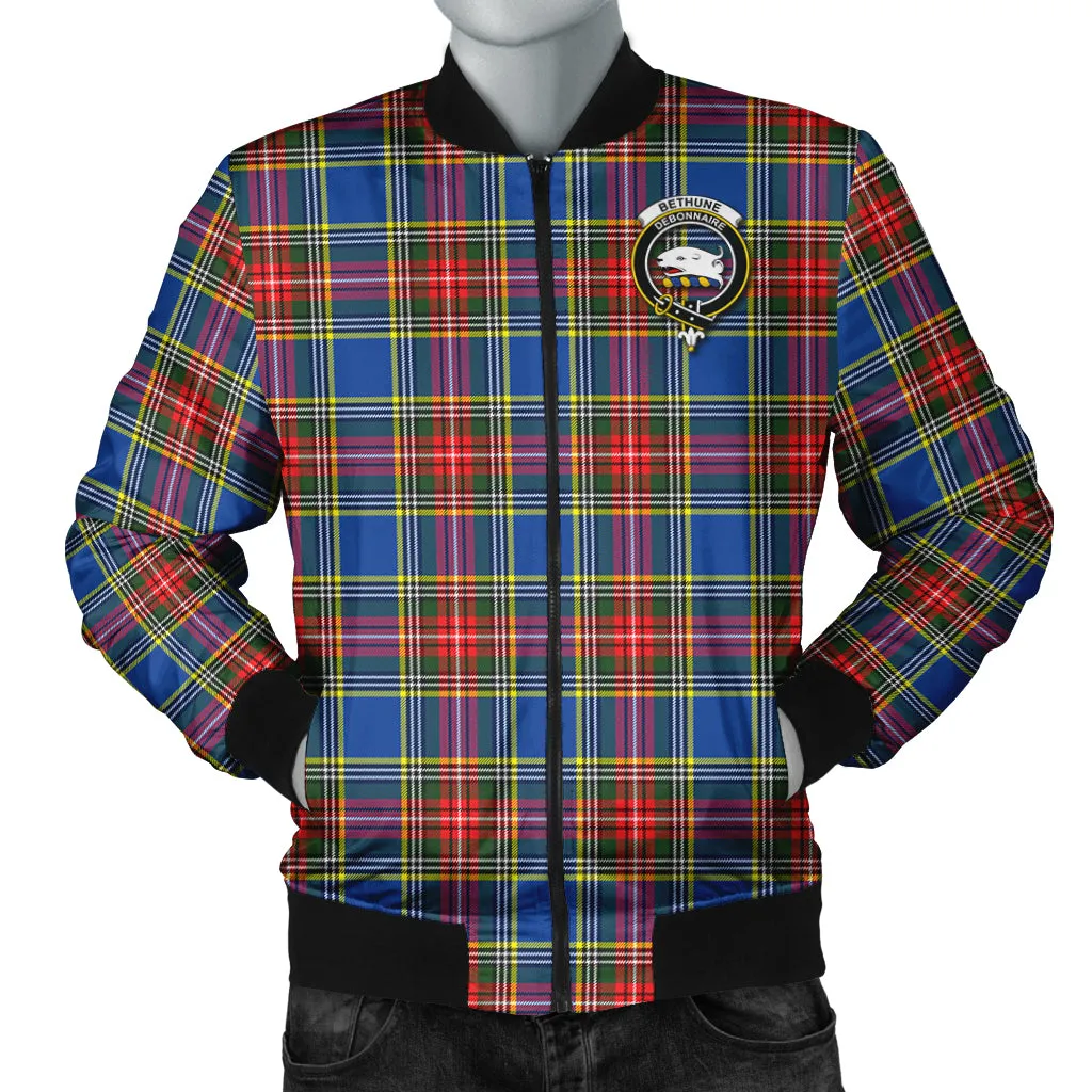 Bethune Tartan Bomber Jacket with Family Crest