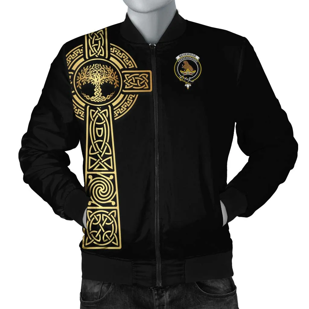 Beveridge Clan Bomber Jacket with Golden Celtic Tree Of Life