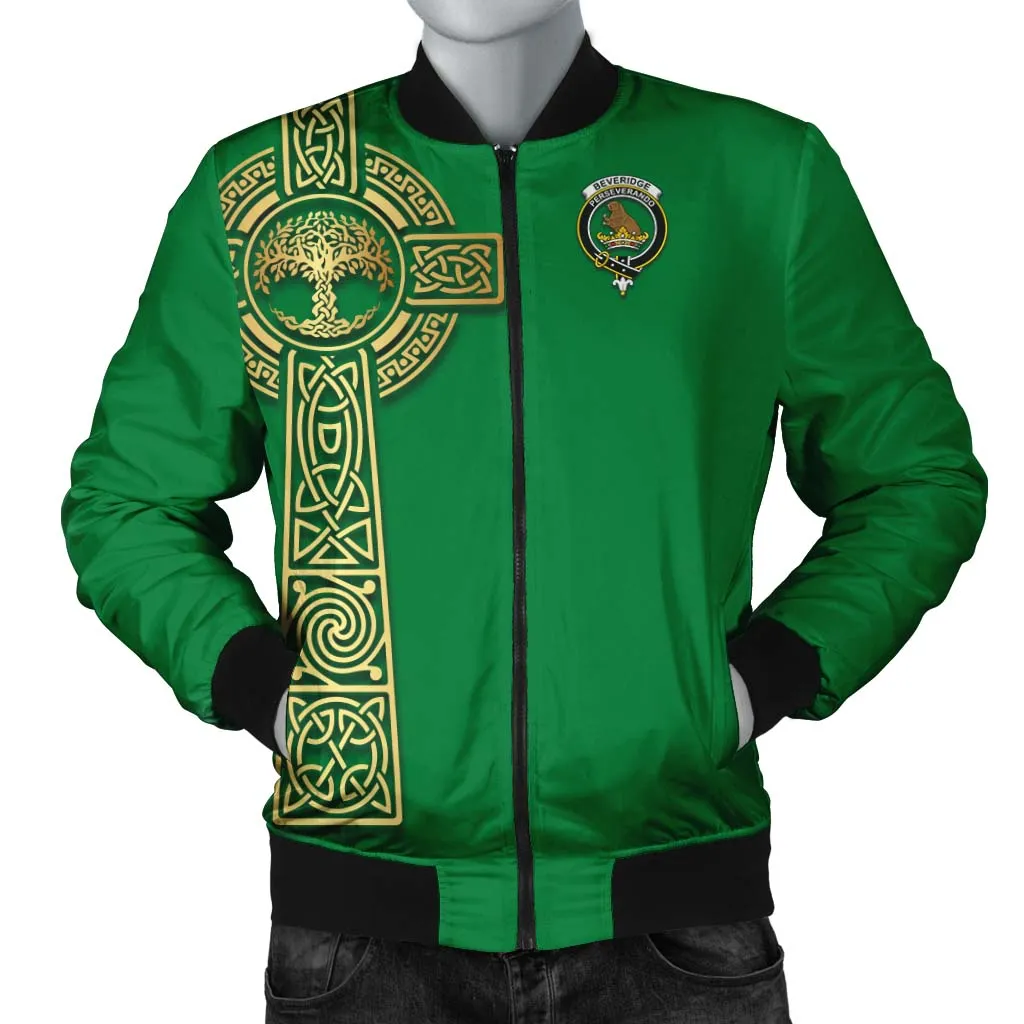 Beveridge Clan Bomber Jacket with Golden Celtic Tree Of Life