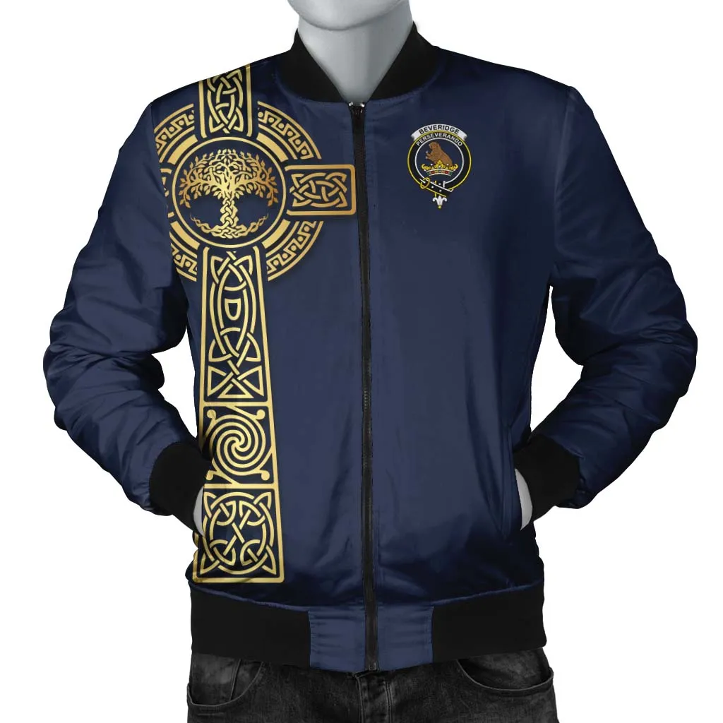 Beveridge Clan Bomber Jacket with Golden Celtic Tree Of Life