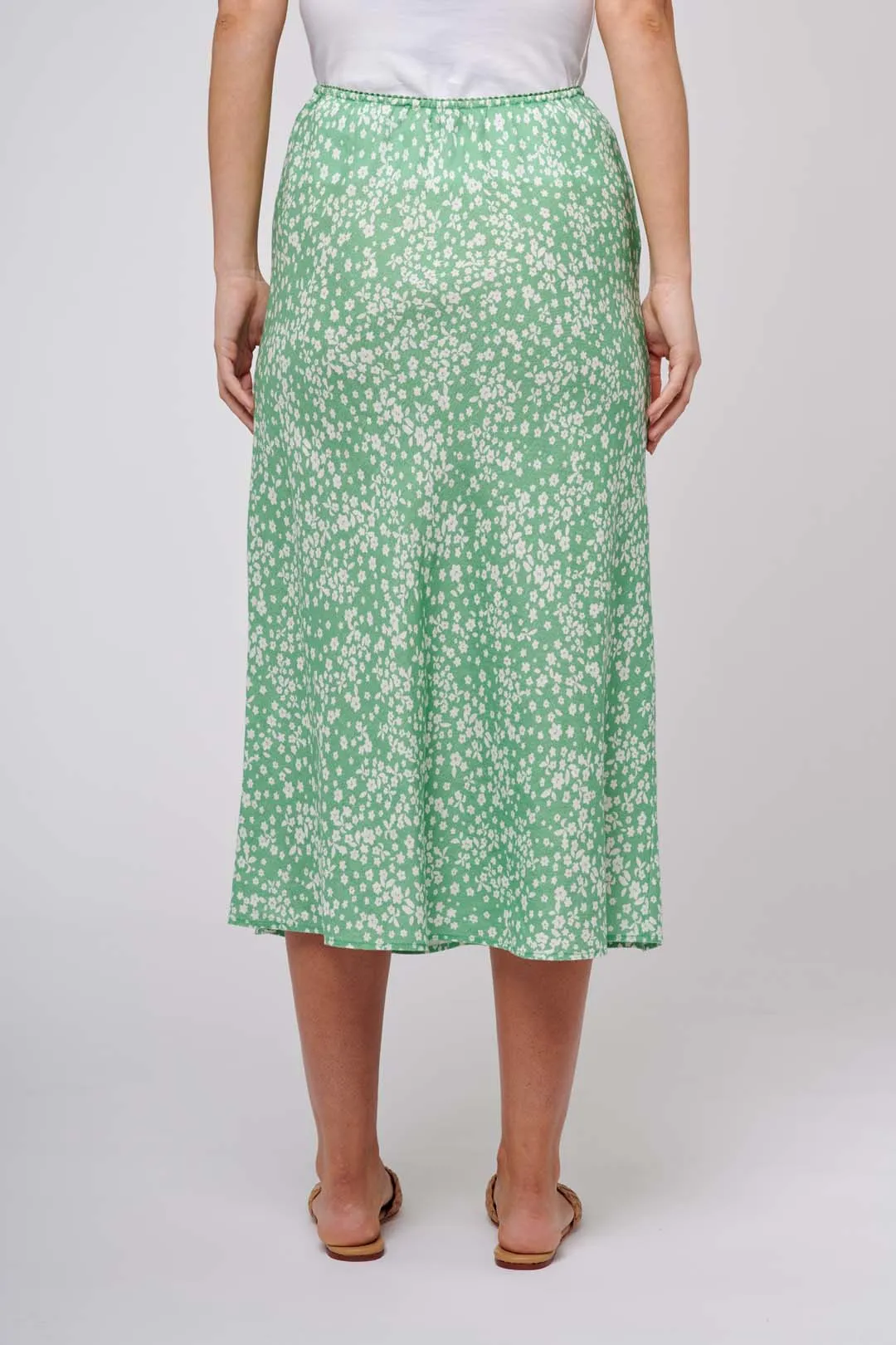 Bias Skirt in Basil Ditsy