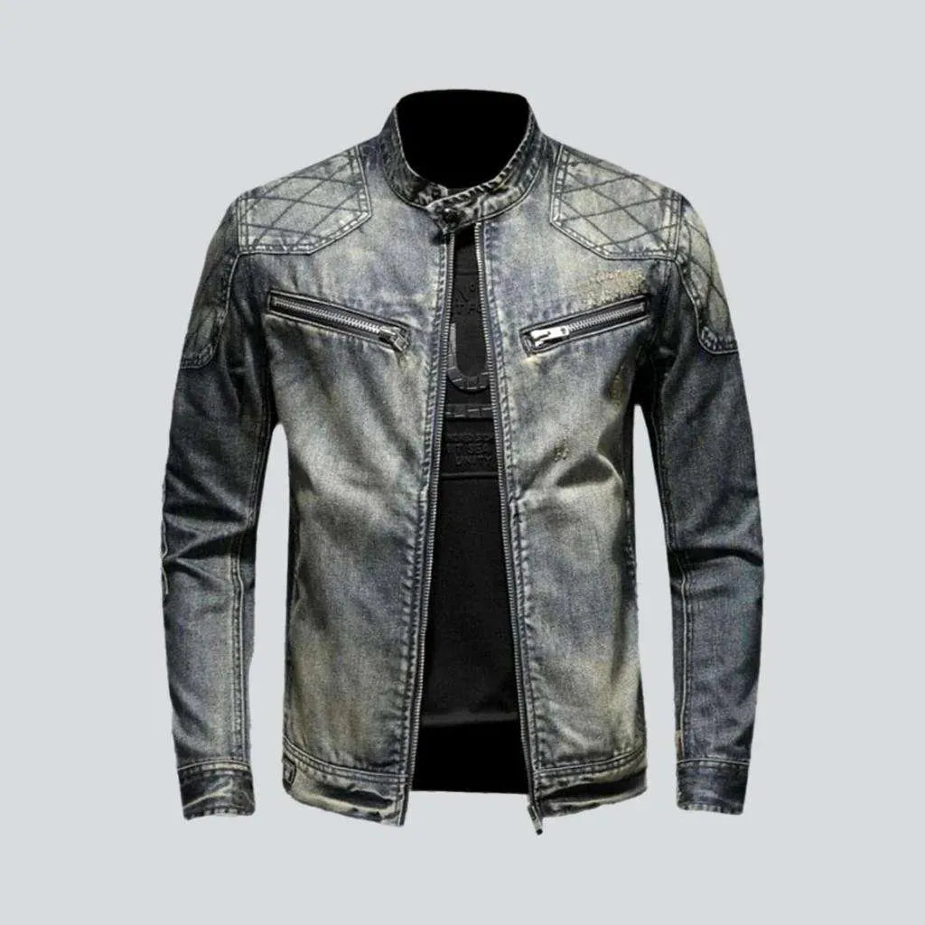 Biker bomber men's denim jacket