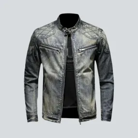 Biker bomber men's denim jacket