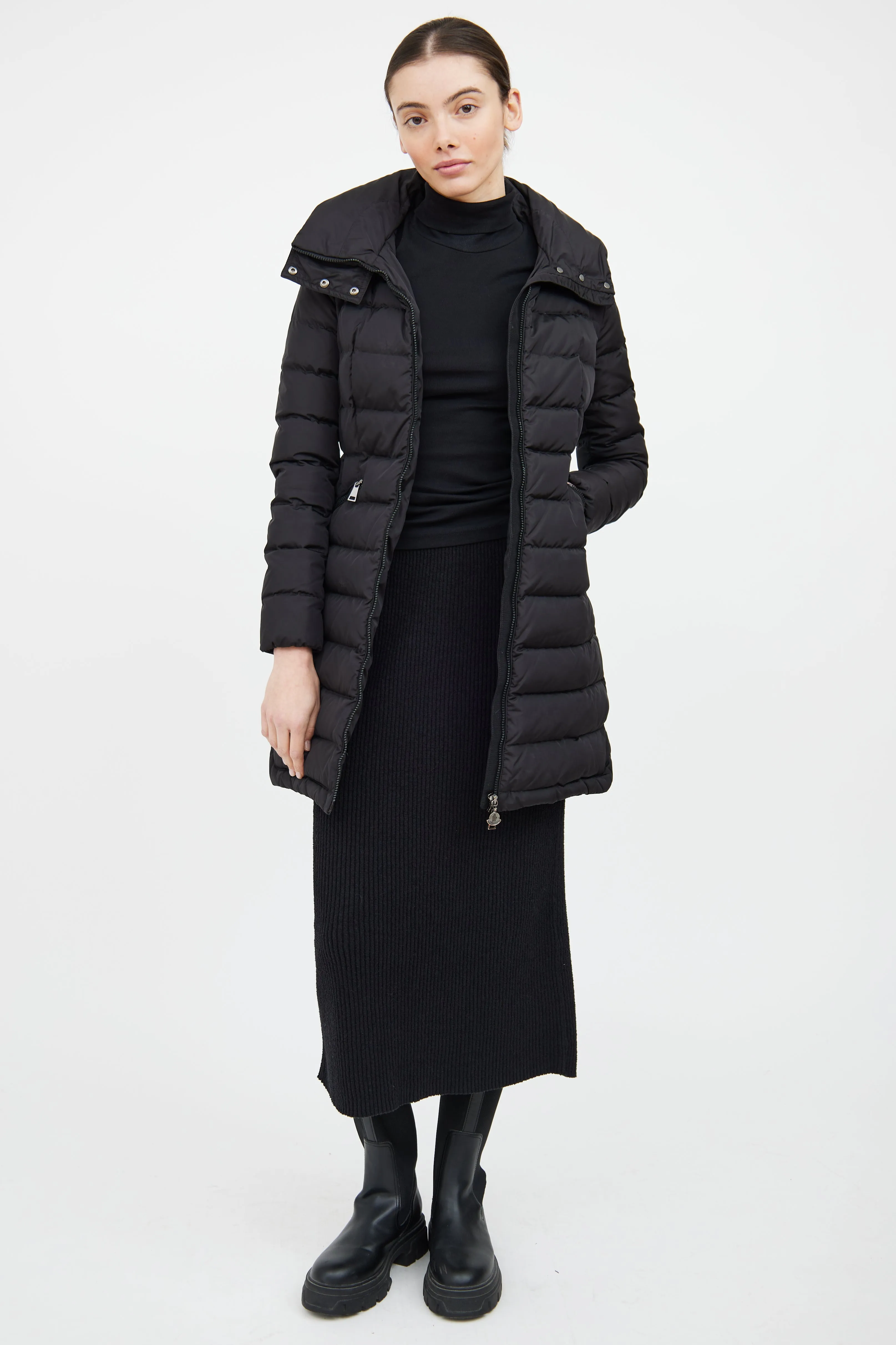 Black Down Flammette Coat