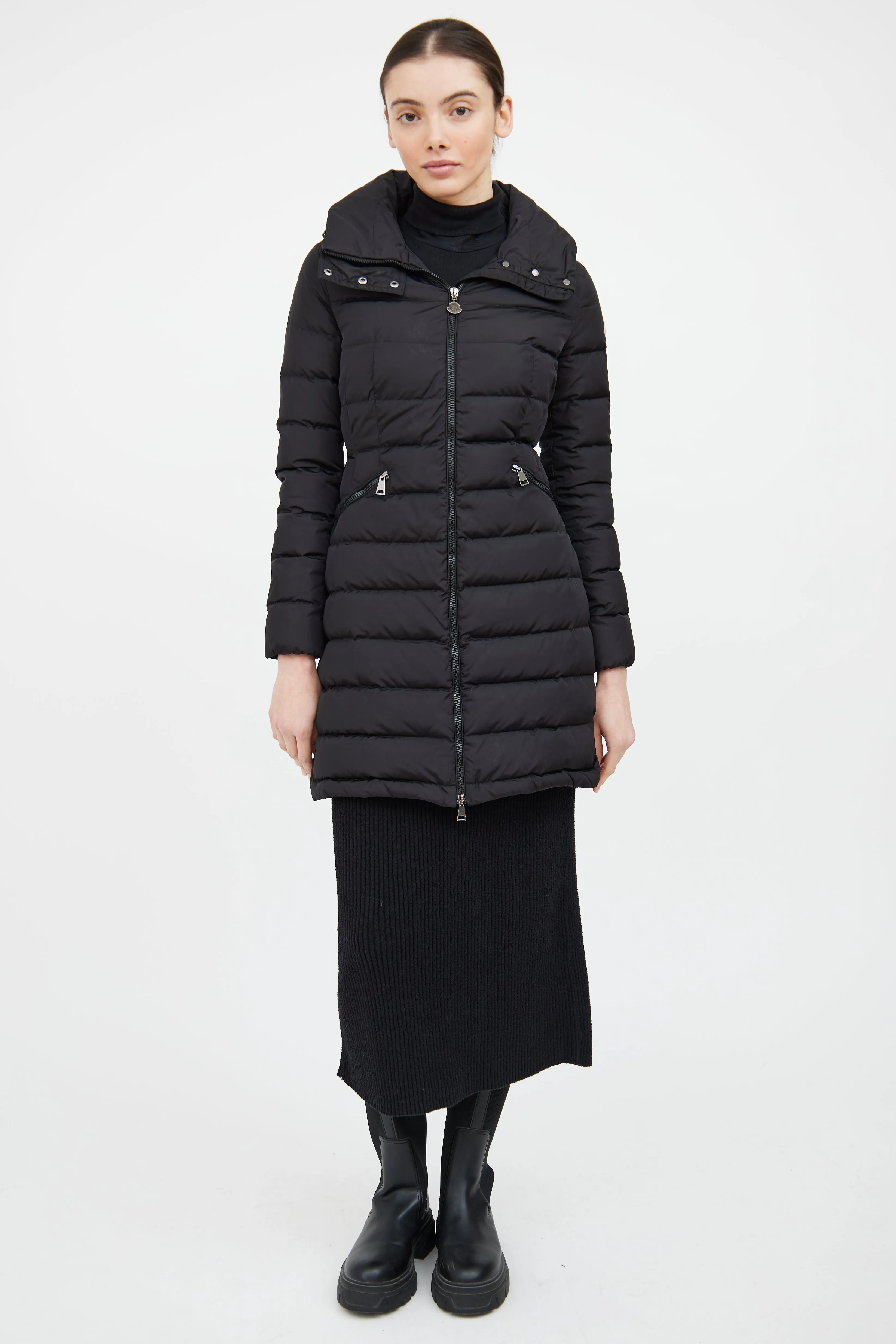 Black Down Flammette Coat