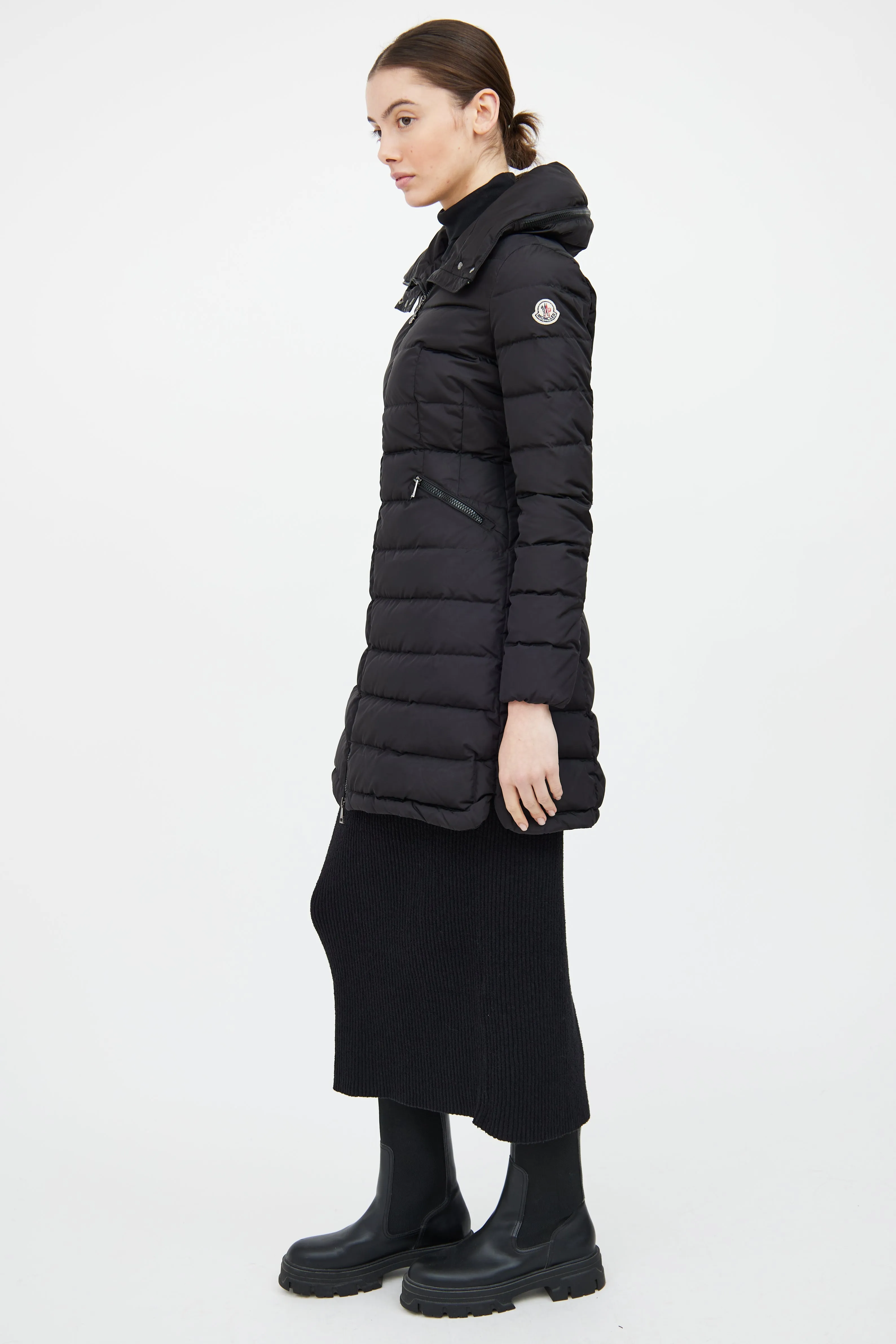 Black Down Flammette Coat