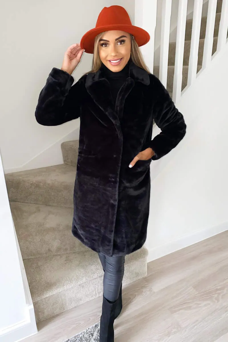 Black Long Faux Fur Coat