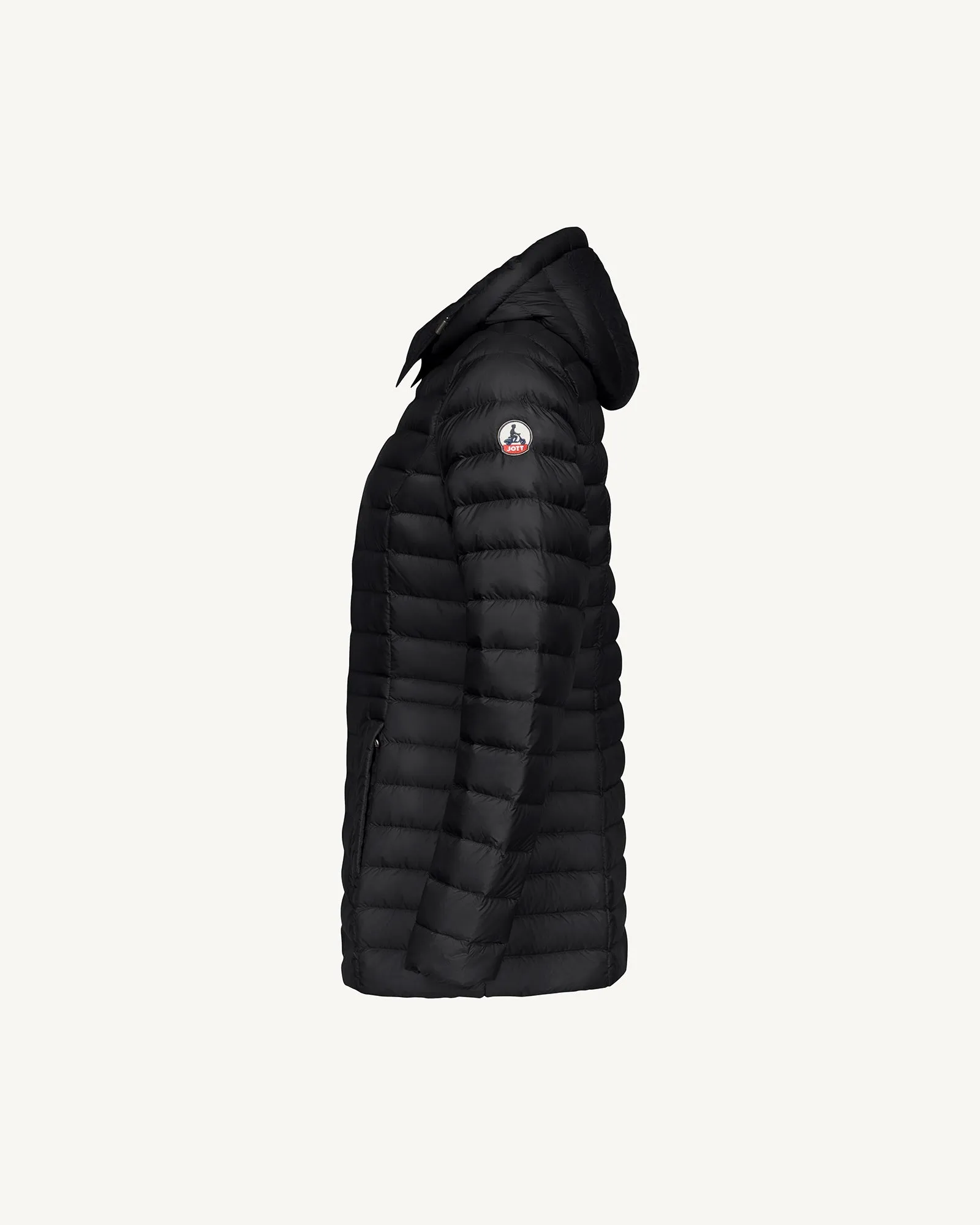 Black Nour 2.0 mid-length hooded puffer jacket