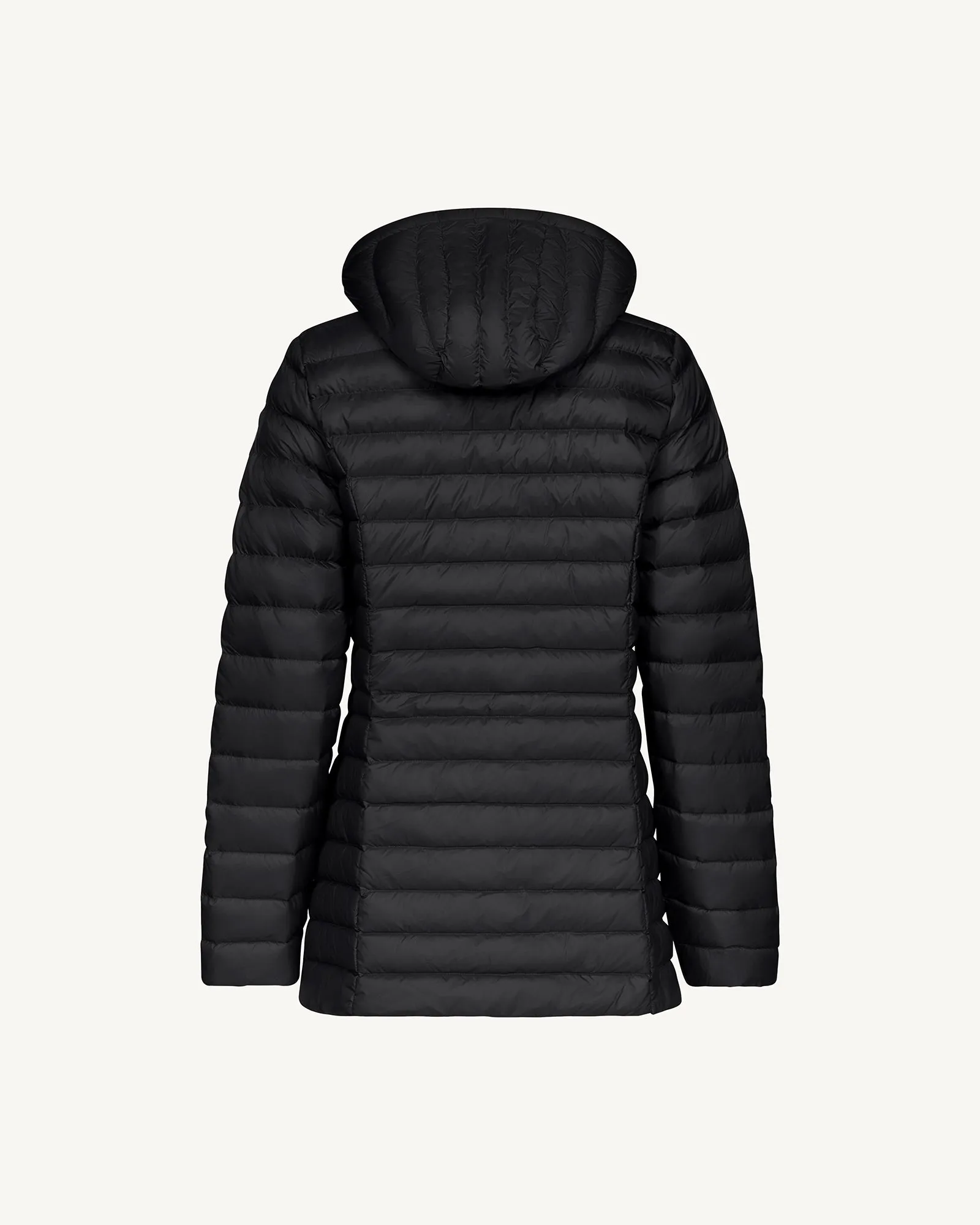 Black Nour 2.0 mid-length hooded puffer jacket