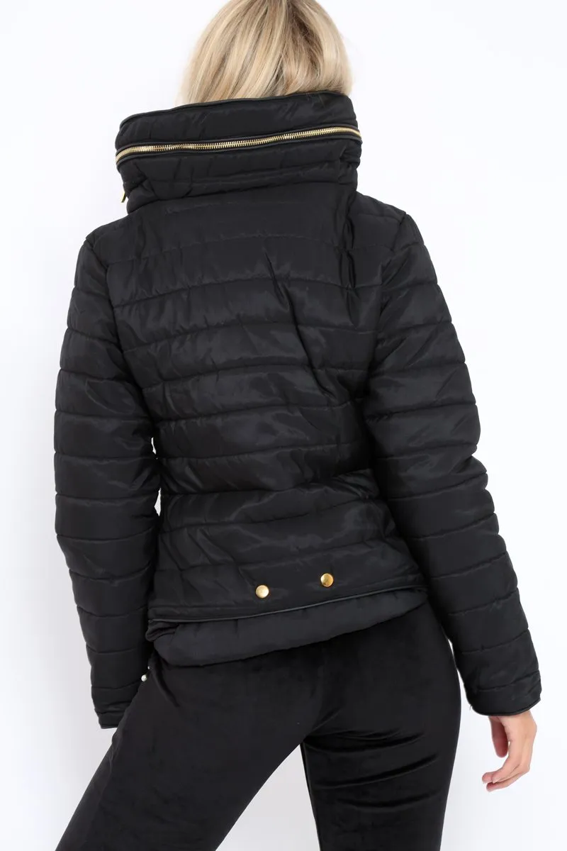 Black Padded Coat - Zara