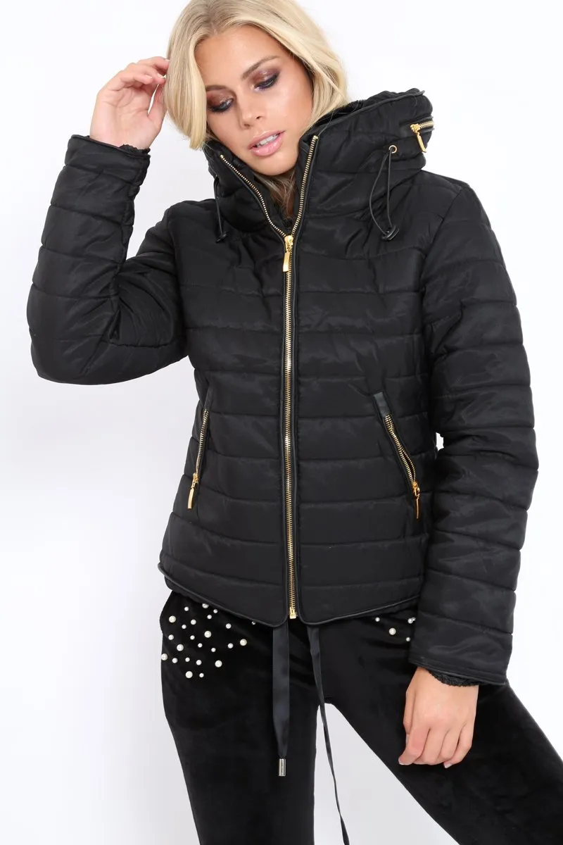 Black Padded Coat - Zara