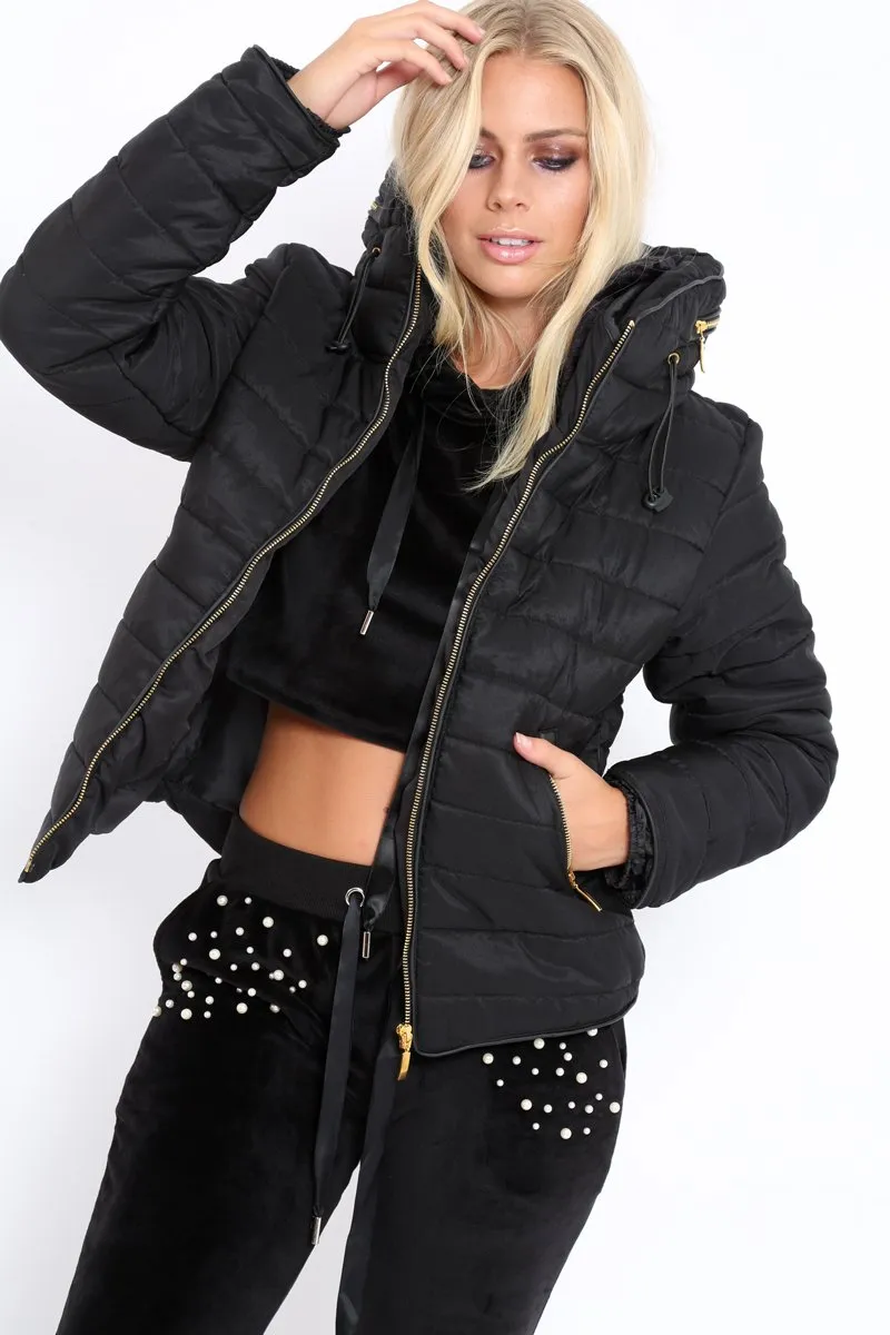 Black Padded Coat - Zara