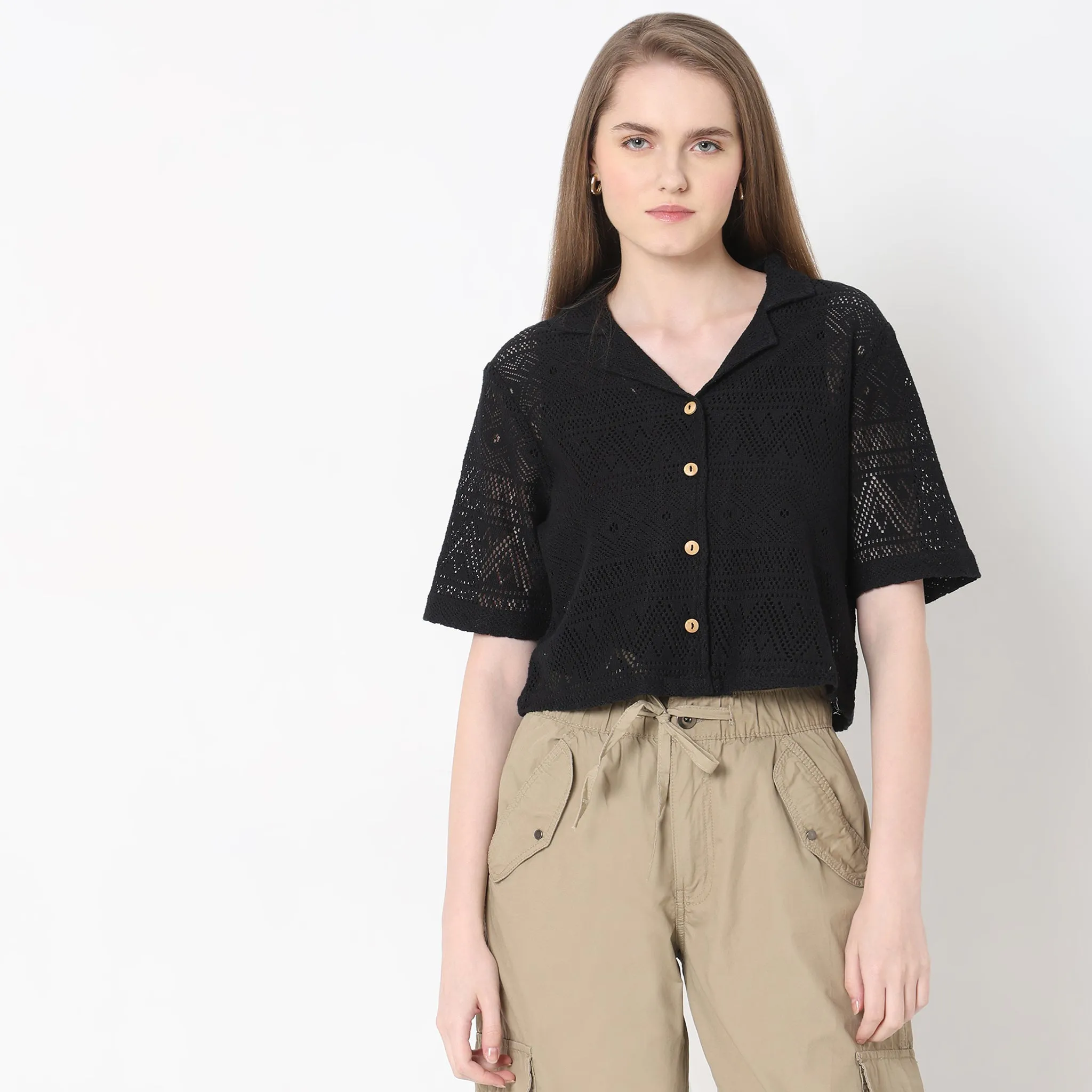 Boxy Fit Solid Shirt