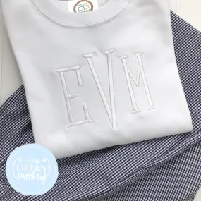 Boy Shirt - Embroidered Monogram on White shirt