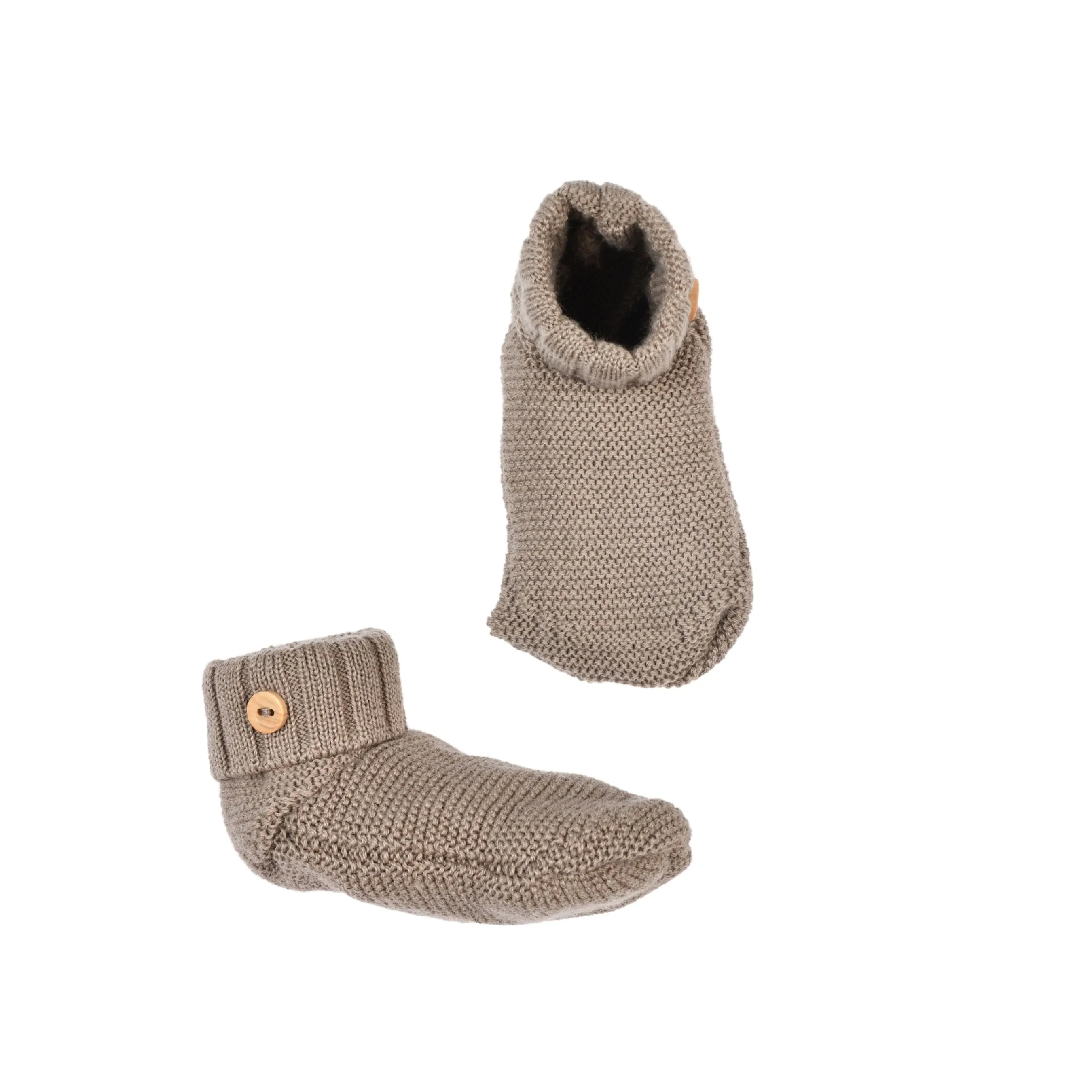 Boys Taupe Knitted Booties | Made in France