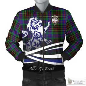 Brodie Hunting Modern Tartan Bomber Jacket with Alba Gu Brath Regal Lion Emblem