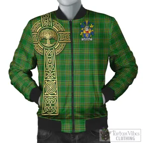 Brosnan Irish Clan Tartan Bomber Jacket with Coat of Arms Celtic Tree of Life Style