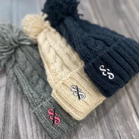 Cable Knit Melange Beanie - Monochrome logo